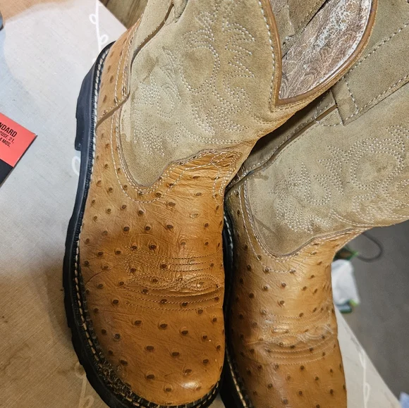 Ladies Faux Ostrich Print Ariat Fatbaby Boots - Picture 8 of 10